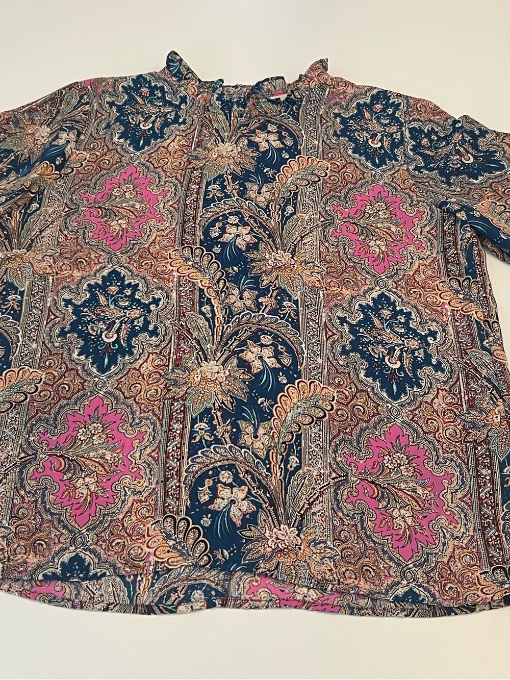 LOFT Paisley Print Blouse - Navy, Pink & Gold